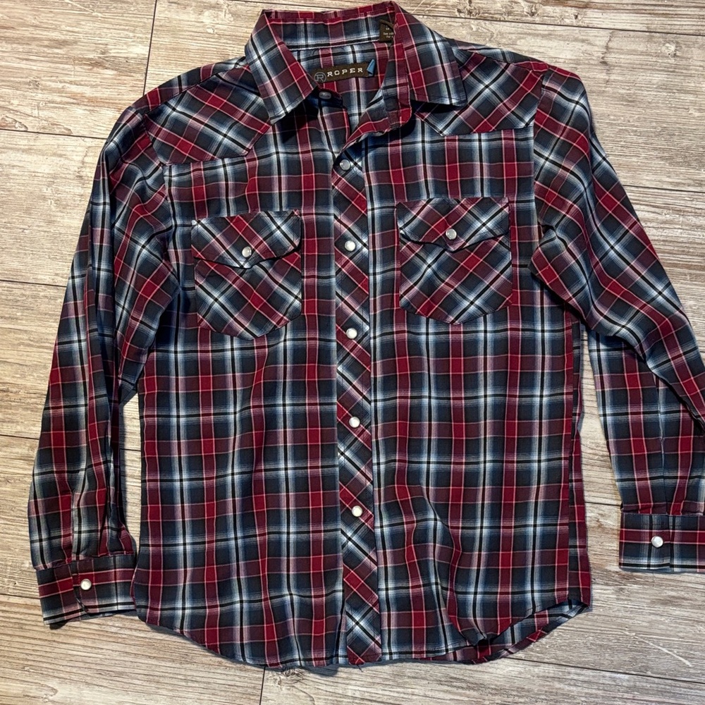 Roper Kids Checkered Pearl Snap Shirt